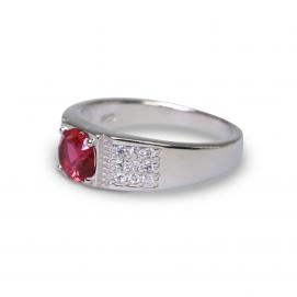 925 Silver Created Ruby Ring