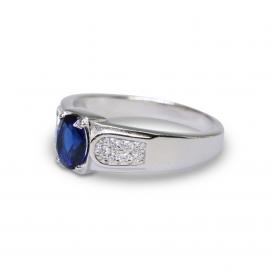 925 Silver Created Blue Sapphire Ring