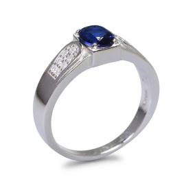 925 Silver Created Blue Sapphire Ring