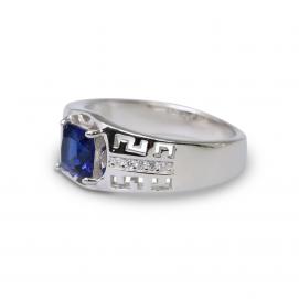 925 Silver Created Blue Sapphire Ring
