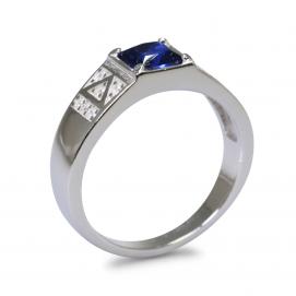 925 Silver Created Blue Sapphire Ring