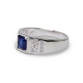 925 Silver Created Blue Sapphire Ring