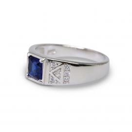 925 Silver Created Blue Sapphire Ring