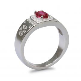 925 Silver Created Ruby Ring