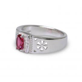 925 Silver Created Ruby Ring