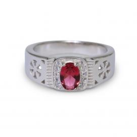 925 Silver Created Ruby Ring