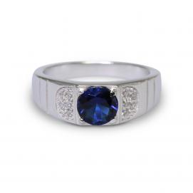925 Silver Created Blue Sapphire Ring