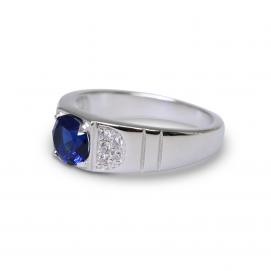 925 Silver Created Blue Sapphire Ring