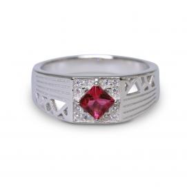 925 Silver Created Ruby Ring