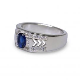 925 Silver Created Blue Sapphire Ring