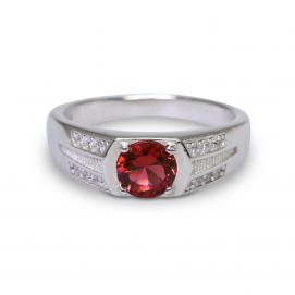 925 Silver Created Ruby Ring