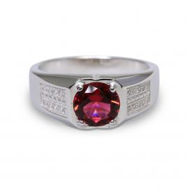 925 Silver Created Ruby Ring