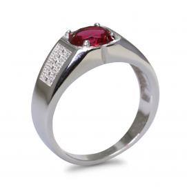 925 Silver Created Ruby Ring