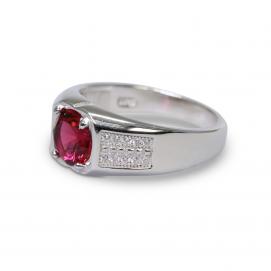 925 Silver Created Ruby Ring