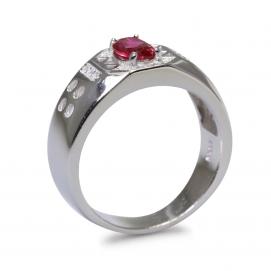 925 Silver Created Ruby Ring