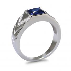 925 Silver Created Blue Sapphire Ring