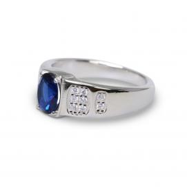 925 Silver Created Blue Sapphire Ring