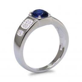 925 Silver Created Blue Sapphire Ring