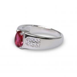 925 Silver Created Ruby Ring