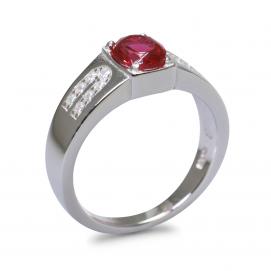 925 Silver Created Ruby Ring