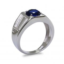 925 Silver Created Blue Sapphire Ring
