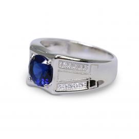925 Silver Created Blue Sapphire Ring