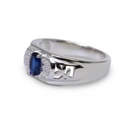 925 Silver Created Blue Sapphire Ring