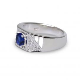 925 Silver Created Blue Sapphire Ring