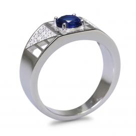 925 Silver Created Blue Sapphire Ring