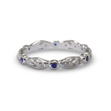 925 Silver Created Colour Stone Ring