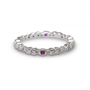 925 Silver Created Colour Stone Ring