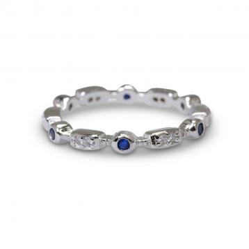 925 Silver Created Colour Stone Ring
