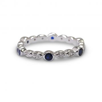 925 Silver Created Colour Stone Ring