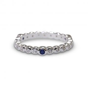 925 Silver Created Colour Stone Ring