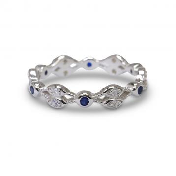 925 Silver Created Colour Stone Ring