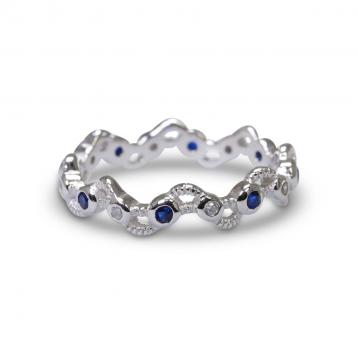 925 Silver Created Colour Stone Ring