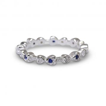 925 Silver Created Colour Stone Ring
