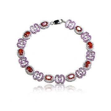 925 Silver Created Colour Stone Bracelet