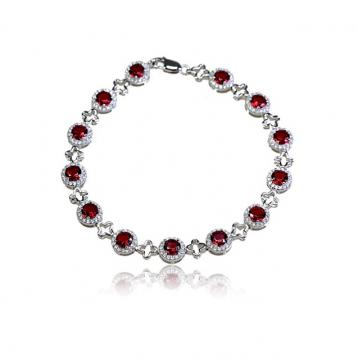 925 Silver Created Colour Stone Bracelet