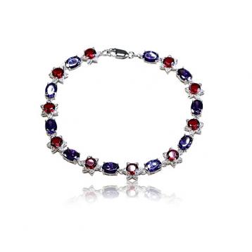 925 Silver Created Colour Stone Bracelet