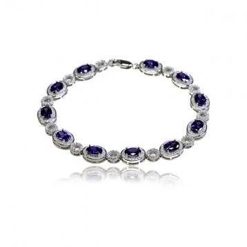 925 Silver Created Colour Stone Bracelet