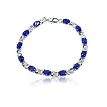 925 Silver Created Colour Stone Bracelet