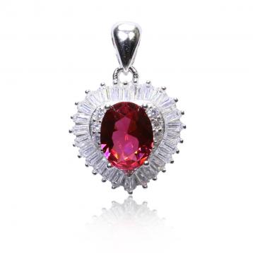 925 Silver Created Ruby Pendant