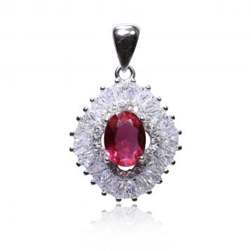 925 Silver Created Ruby Pendant