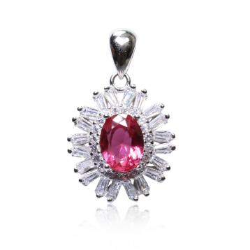 925 Silver Created Ruby Pendant