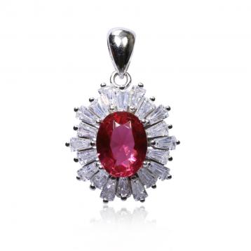 925 Silver Created Ruby Pendant