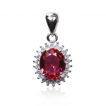 925 Silver Created Ruby Pendant