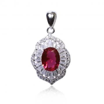 925 Silver Created Ruby Pendant