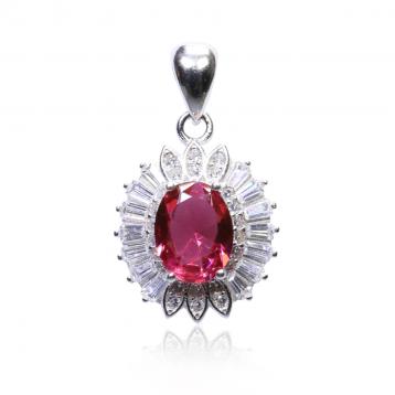 925 Silver Created Ruby Pendant