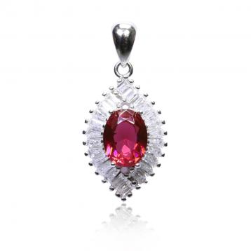 925 Silver Created Ruby Pendant